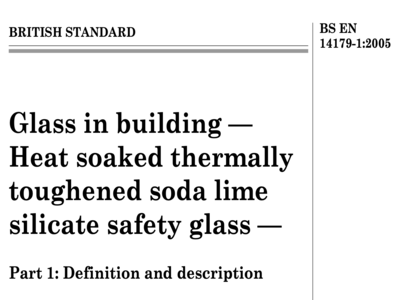bs en 14179 1 2005 glass in building heat soaked thermally toughened soda lime silicate safety glass part1 definition and description